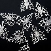 Коннектор "Филигрань Пальметт", цвет платина, 29x22.5x0.8 мм 