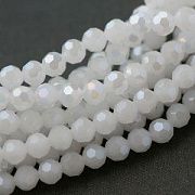 Бусина, непрозрачная, граненая, стекло, цвет белый перламутровый, 6 мм  (уп.20+/-2 шт)