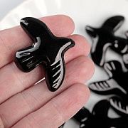 Бусина, Лэмпворк "Голубь", стекло, цвет чёрный, 34x42x9 мм