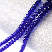 Бусина, стекло 4, цвет синий индиго, 4 мм (уп 50+/-5 шт)