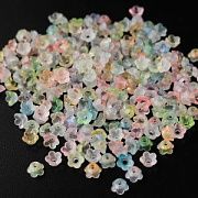 Бусина, акрил "Ландыш", матовая с фойлом, персиковый микс, 5.5-6x3 мм