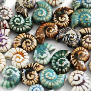 Бусина, керамика "Антик", ракушка. цветовой микс, 20-21x16-17x9-10.5 мм 