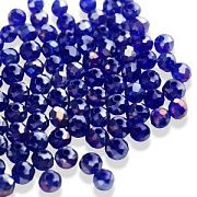 Бусина, стекло абакус 4, граненая, цвет насыщенный синий радужный, 4x3 мм (уп 50+/-10 шт)