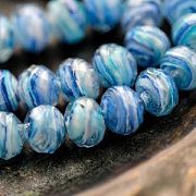 Бусина, Лэмпворк "Серпантин", граненая, цвет сине-голубой, 11.5x8.5 мм