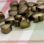 ЕС бусина металл "Сердце", цвет античная бронза, 11х11х7 мм