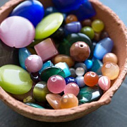 Бусина "Кошачий глаз", стекло, цветовой и размерный микс (уп.20 г)