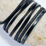 Шнур кожаный, плоский, цвет черный, 3х2 мм