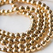 Бусина гематит синт., металлизир., цвет розовое золото, 6 мм (стренд 18 шт.)