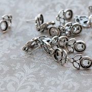 Пуссеты "Флора", цвет античное серебро, 17х11.5 мм