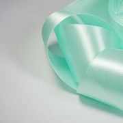 Лента, атлас, цвет аквамариновый светлый, ширина 50 мм
