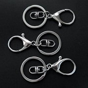 Карабин-лобстер для брелоков, с кольцом, цвет платина, 68 мм