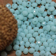 Бусина, имитация нефрита, стекло абакус, цвет ярко-голубой, 3.5х2.5 мм (уп 50+/-5 шт)