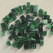 Бусина, Лэмпворк "Кубик", стекло, цвет т.зеленый, 6x6x5.5 мм