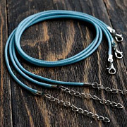 Основа для ожерелья с замком, вощеный шнур, ярко-голубой, 450х2 мм