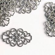 Коннектор "Филигрань зернь", цвет платина, 30х20х0,8 мм