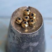 Бусина, стекло абакус 6, граненая, цвет золотой зеркальный, 6х5 мм