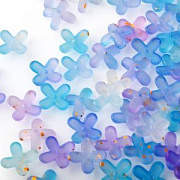 Бусина, акрил "Клематис", матовая, цвет голубой/синий, 11.5x11.5x3 мм