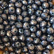 Бусина, стекло абакус 6, граненая, цвет стальной зеркальный, 6х5 мм