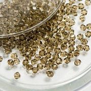 Бусина, стекло биконус, цвет коричневый кварцевый, 4 мм (уп.30+/-5 шт)