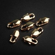 Замочек-лобстер прямоугольный, позолота, 9x5x3 мм