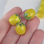 Бусина, Лэмпворк "Лимончик", стекло, цвет жёлтый, 13-14x10.5-12x10.5-12 мм