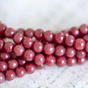 Бусина имитация нефрита 4, цвет красный, колорир., 4 мм (стренд 24 шт.)