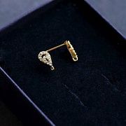 Пуссеты "Перо павлина", цирконий, цвет золото, 11.5x6x2.5 мм