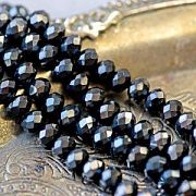 Бусина, стекло абакус 8, граненая, цвет графитовый зеркальный, 8х6 мм 