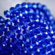 Бусина, стекло абакус 10, граненая, цвет синий, 10х7 мм 