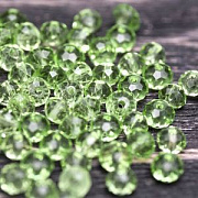 Бусина, стекло абакус 6, граненая, цвет лайм, 6х4 мм