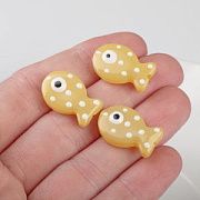 Бусина, Лэмпворк "Рыбка", стекло/эмаль, цвет жёлтый, 19.5x12.5x6-6.5 мм