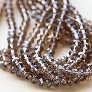 Бусина, стекло абакус 6, граненая, цвет коричневый перламутровый, 6х4 мм