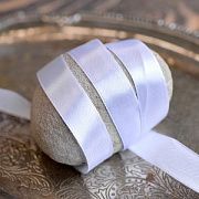 Лента, атлас, цвет белый, ширина 15 мм