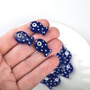 Бусина, Лэмпворк "Рыбка", стекло/эмаль, цвет синий, 19.5x12.5x6-6.5 мм