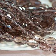 Бусина, стекло "Боб", овальная, граненая, цвет сиреневый, 10х13 мм