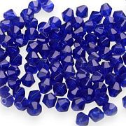 Бусина, стекло биконус 6, цвет темный синий, 6 мм