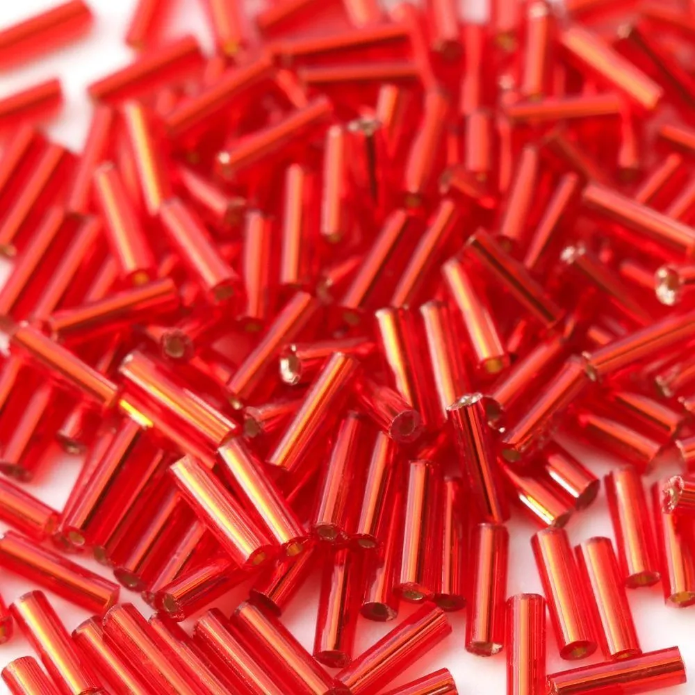 бисер "радуга", стеклярус, цвет алый/серебряный (уп 7 г)