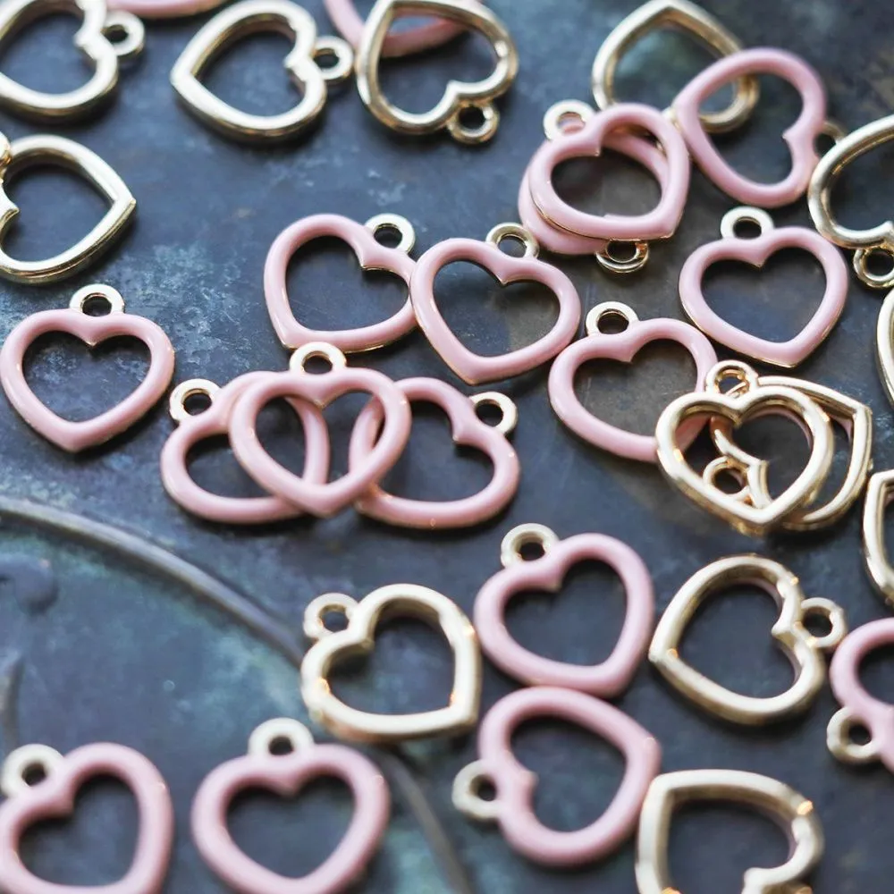подвеска металлическая "сердечко", эмаль, цвет розовый, 14x13x1.6 мм