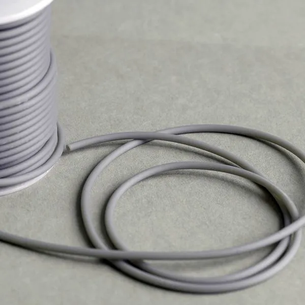 шнур резиновый, с отверстием, цвет серый, диаметр 3 мм