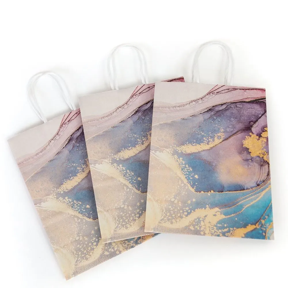 пакет подарочный "эбру", бумага, сиреневый, 15x8x21 см