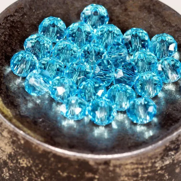 бусина, стекло абакус 2,5, граненая, цвет голубой,  2.5x2 мм (уп 85+/-10 шт)
