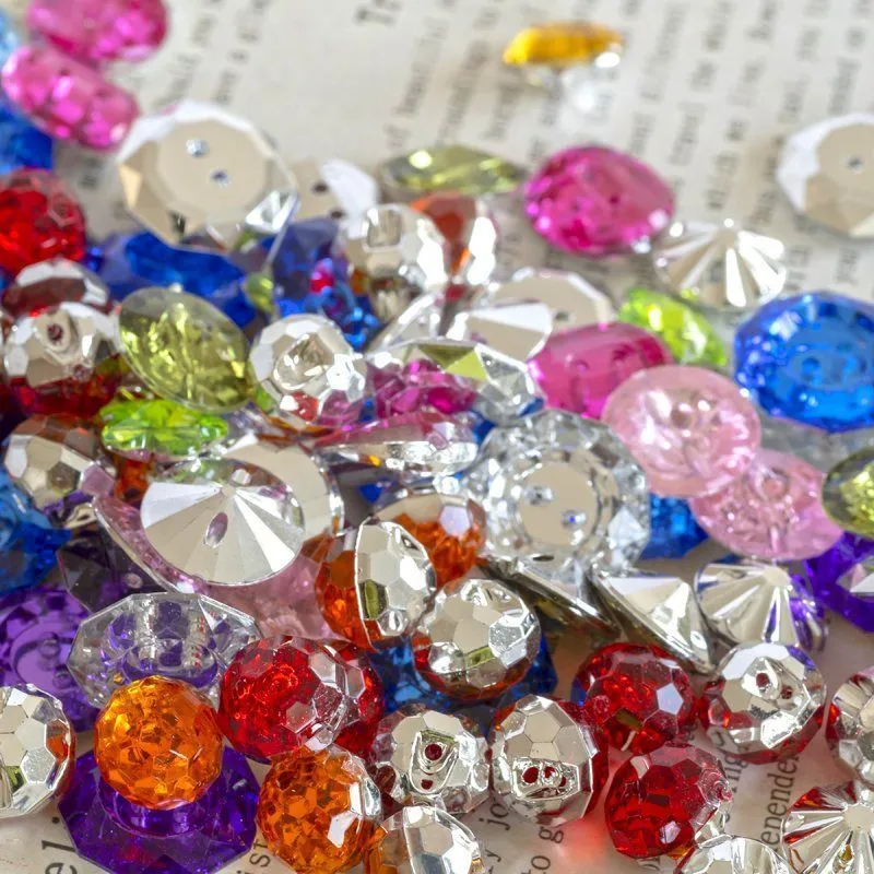 бусина-пуговица "грани", акрил, цветовой и размерный микс