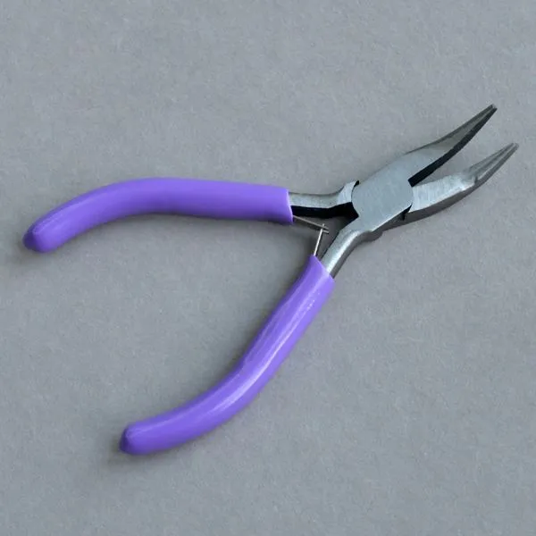 инструмент, тонкогубцы-утконосы (без насечки), сиреневые ручки, 12x7.2x0.9 см