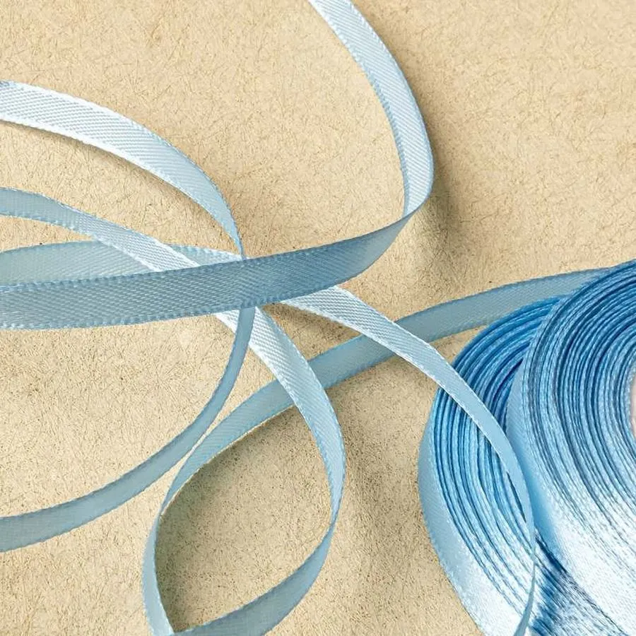 лента, атлас, цвет голубой, ширина 6 мм ленты