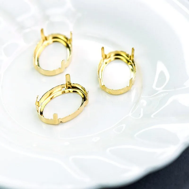 цапы для стразов овальные, открытые, цвет золото, 25х18 мм