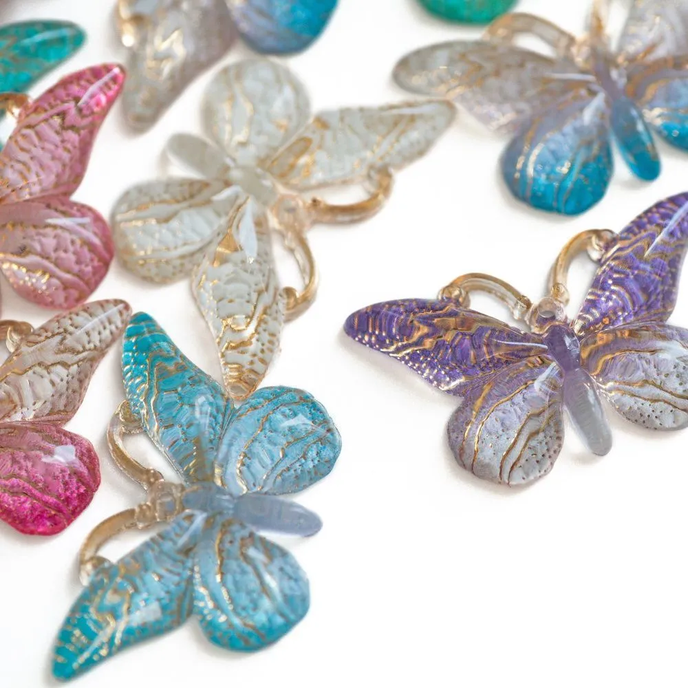 подвеска акрил "батерфляй", цветовой микс, 19x31.5x4.5 мм