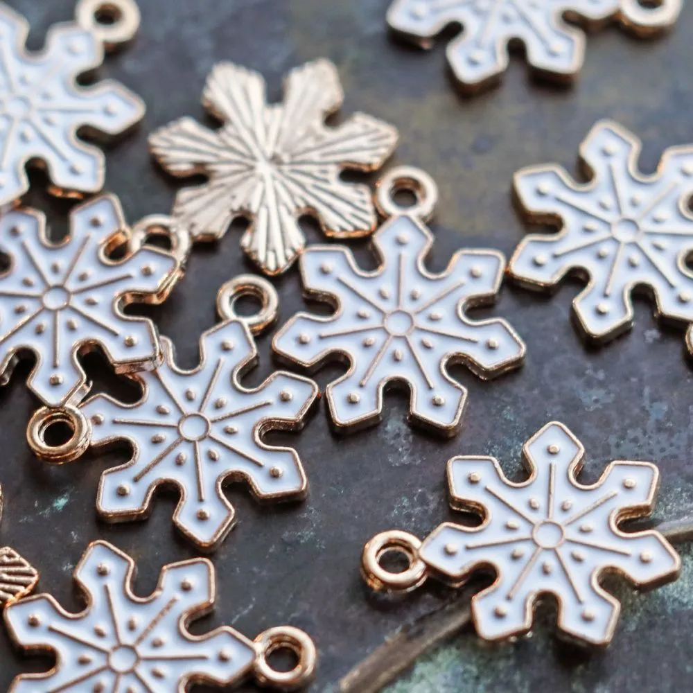 подвеска металлическая "снежинка", эмаль, цвет белый, 21x18x1.5 мм