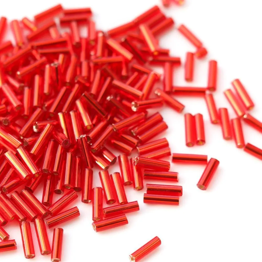 бисер "радуга", стеклярус, цвет алый/серебряный (уп 7 г)