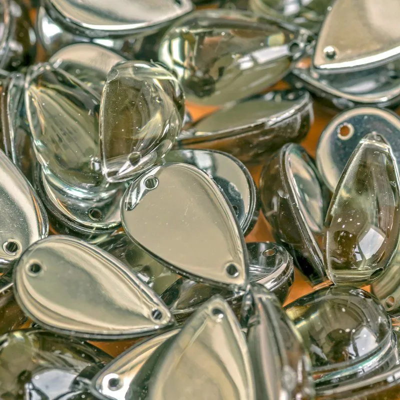 стразы пришивные "капля", акрил, цвет платина, 15х9х6 мм