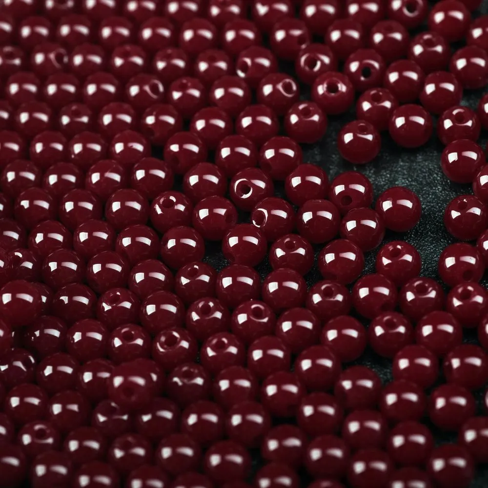 бусина, стекло 6, цвет темно-красный, 6 мм